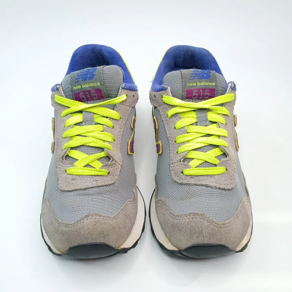 New Balance‎ 515 Kids Shoes Grey Purple Yellow Blue Sneakers WL515GP Size 5.5 US